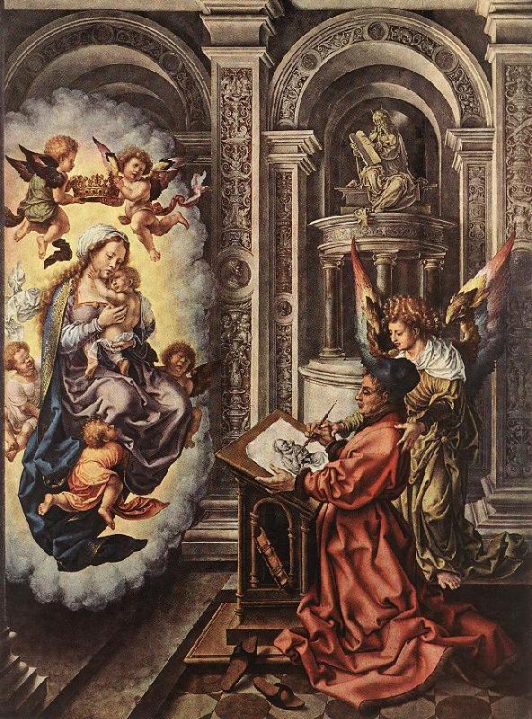 GOSSAERT, Jan (Mabuse) St Luke Painting the Madonna sdg Germany oil painting art
